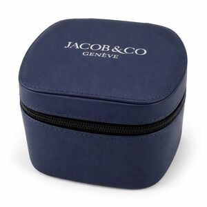 Jacob & Co. Genève Luxury Watch Travel Box - Navy Blue Leather Single Case NEW